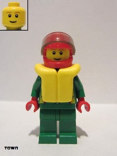 lego 2005 mini figurine cty0002 Octan Green Jacket with Pockets, Brown Eyebrows, Thin Grin 