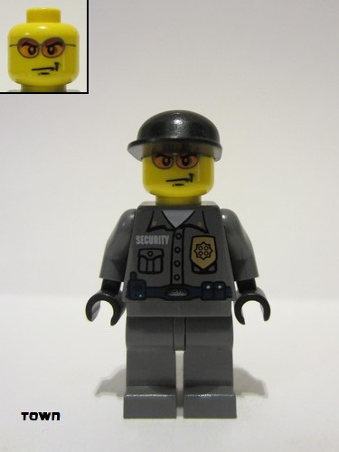 lego 2005 mini figurine wc022 Police - Security Guard Dark Bluish Gray Legs, Black Cap 