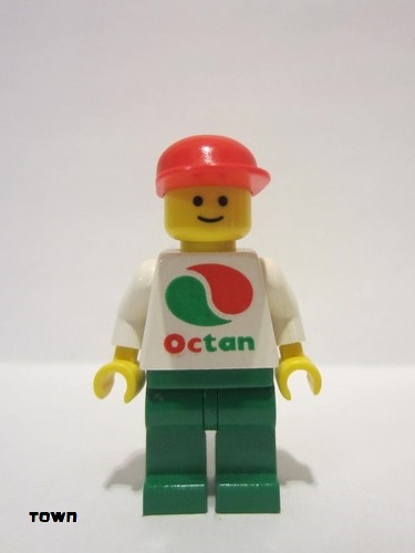 lego 2008 mini figurine oct012new2 Octan White Logo, Green Legs, Red Cap Long Bill (Reissue) 