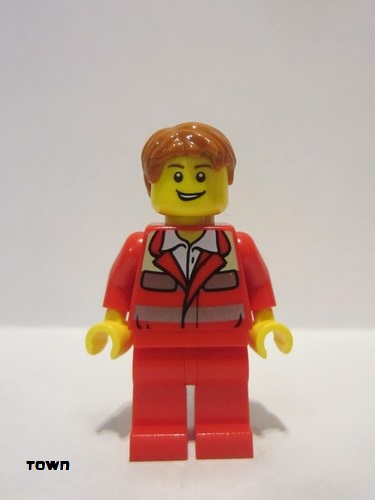 lego 2012 mini figurine cty0272 Paramedic Red Uniform, Male, Tousled Hair 