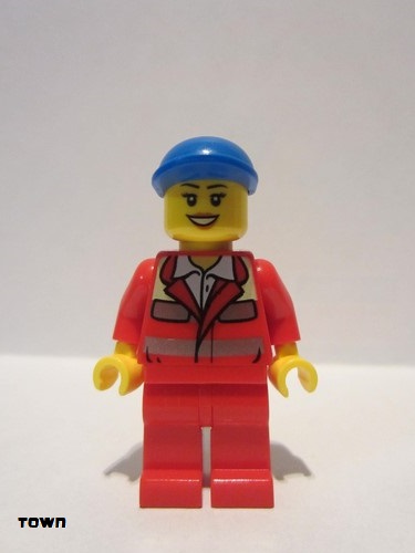 lego 2012 mini figurine cty0317 Paramedic Red Uniform, Female, Blue Short Bill Cap 