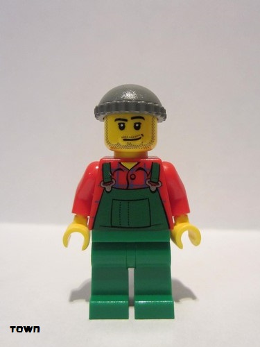 lego 2012 mini figurine cty0326 Farmer Overalls Farmer Green, Dark Bluish Gray Knit Cap 