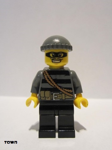 lego 2013 mini figurine cty0358 Police City Burglar, Dark Bluish Gray Knit Cap, Mask 