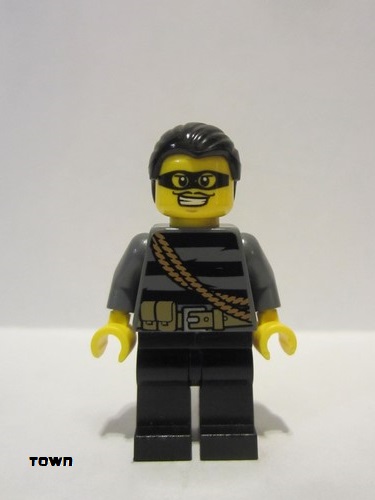 lego 2013 mini figurine cty0363 Police City Burglar, Black Hair, Mask 