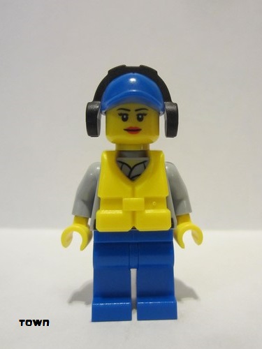 lego 2013 mini figurine cty0410 Coast Guard City - Crew Member Female, Blue Cap with Hole, Headphones 