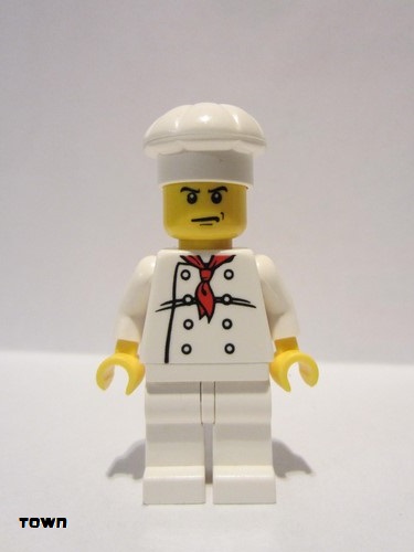 lego 2013 mini figurine cty0532 Chef White Torso with 8 Buttons, White Legs, Angry Eyebrows 
