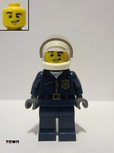 lego 2014 mini figurine cty0484 Police - City Motorcycle Officer Lopsided Grin 