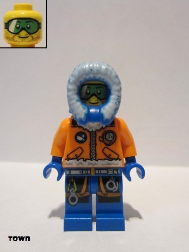 lego 2014 mini figurine cty0493 Arctic Explorer Male with Green Goggles 