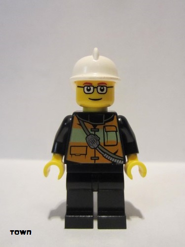 lego 2014 mini figurine cty0508 Fire Reflective Stripe Vest with Pockets and Shoulder Strap, White Fire Helmet, Glasses 