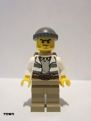 lego 2015 mini figurine cty0522 Swamp Police - Crook Male with Dark Bluish Gray Knit Cap and Backpack 
