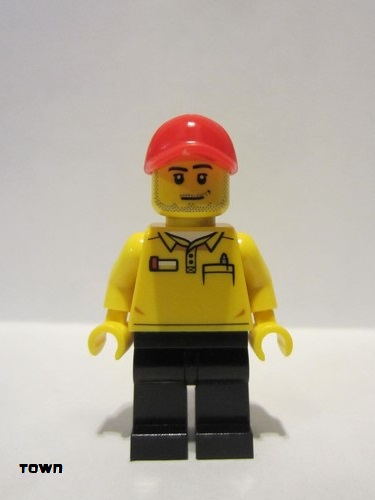 lego 2015 mini figurine cty0579 Lego Store Driver Black Legs, Red Cap with Hole 