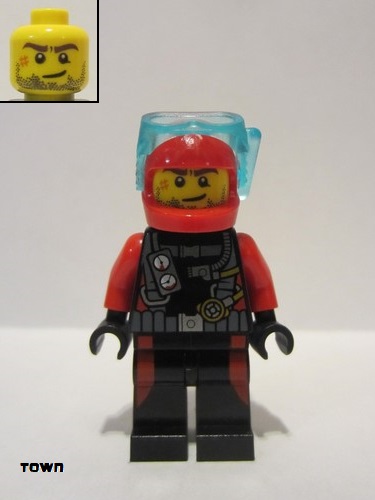 lego 2015 mini figurine cty0599 Scuba Diver Male without Flippers 