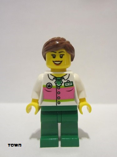 lego 2015 mini figurine twn228 Supermarket Shop Assistant Female 