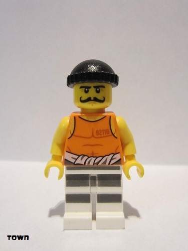 lego 2016 mini figurine cty0612 Police - Jail Prisoner 92116 Undershirt, Striped Legs, Black Knit Cap 