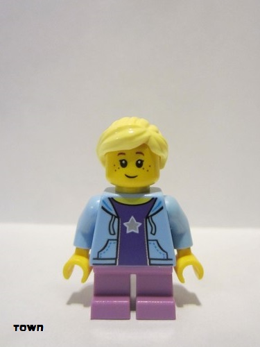 lego 2016 mini figurine cty0665 Girl Bright Light Blue Hoodie, Medium Lavender Short Legs 