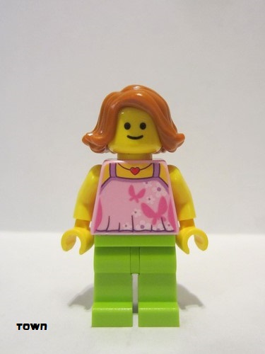 lego 2016 mini figurine twn249 Mom Bright Pink Top with Butterflies and Flowers, Lime Legs 