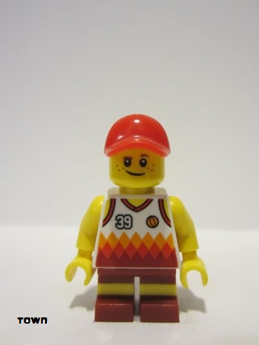 lego 2017 mini figurine cty0770 Beachgoer Boy, Red Cap and Basketball Jersey 