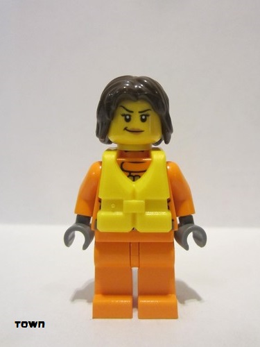 lego 2017 mini figurine cty0863 Coast Guard City - Rescuer Female, Dark Brown Hair with Life Jacket 