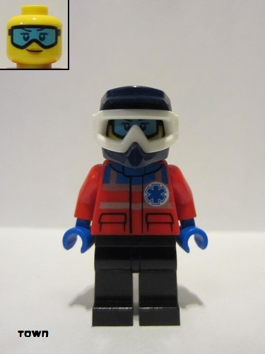 lego 2019 mini figurine cty1079 Ski Patrol Member Female, Dark Blue Helmet 
