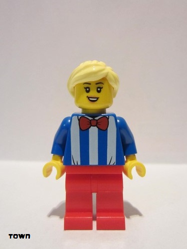 lego 2020 mini figurine cty1139 Ice Cream Vendor Female, Red Legs, Bright Light Yellow Hair 