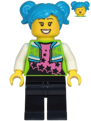lego 2020 mini figurine cty1219 Poppy Starr Lime Jacket, Black Legs, Dark Azure Hair 