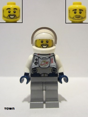 lego 2020 mini figurine twn400 Astronaut Male, Flat Silver Spacesuit 