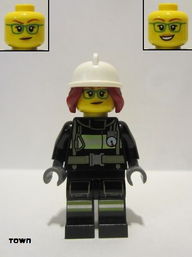 lego 2021 mini figurine cty1254 Fire Fighter Female - Freya McCloud, Black Suit 