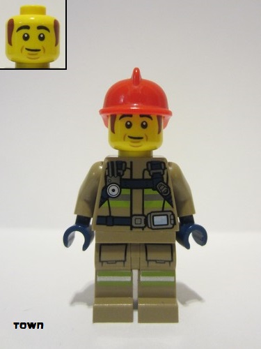 lego 2021 mini figurine cty1287 Fire Fighter Bob, without Airtanks 