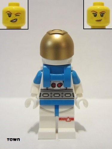 lego 2022 mini figurine cty1408 Lunar Research Astronaut White and Dark Azure Suit, Female with Freckles 