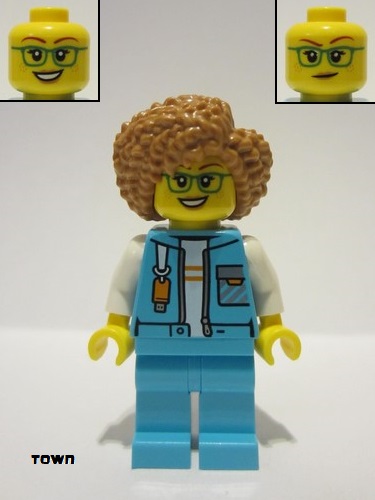 lego 2023 mini figurine cty1611 Arctic Explorer Female Office Worker - Medium Azure Jacket, USB Flash Drive, Medium Nougat Hair 