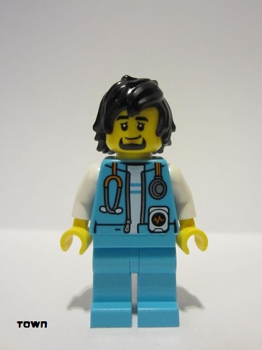 lego 2023 mini figurine cty1658 Arctic Explorer Male, Stethoscope, Medium Azure Legs, Black Hair 