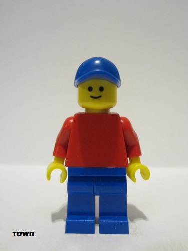 lego 2023 mini figurine pln196 Citizen Plain Red Torso with Red Arms, Blue Legs, Blue Cap 