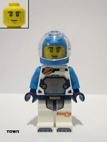lego 2024 mini figurine cty1758 Astronaut Male, White Spacesuit with Dark Azure Arms, Dark Azure Helmet 