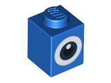 Blue Brick 1 x 1 with Dark Blue and White Eye with Black Pupil Pattern (Super Mario Penguin)