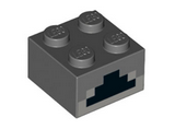 Dark Bluish Gray Brick 2 x 2 with Pixelated Black Coal and Light Bluish Gray Ash Pattern (Minecraft Furnace)