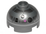 Flat Silver Brick, Round 2 x 2 Dome Top with Pink Dots and Silver Pattern (R2-BHD)