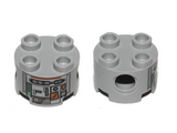 Light Bluish Gray Brick, Round 2 x 2 x 1 Robot Body with Silver and Dark Orange Pattern (C1-10P)