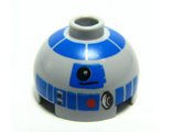 Light Bluish Gray Brick, Round 2 x 2 Dome Top with Blue Pattern (R2-D2)