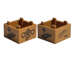 Medium Nougat Container, Box 2 x 2 x 1 - Top Opening with HP Game Spinner / Dreidel Actions with Dark Brown Dark Mark, Plus and Minus Signs, and Plates Pattern