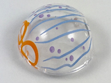 Trans-Clear Cylinder Hemisphere 2 x 2 with Cutout with Blue Lines and Purple Dots Jelly Mask Pattern
