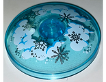 Trans-Light Blue Dish 4 x 4 Inverted (Radar) with Open Stud with Clouds and Snowflakes Pattern