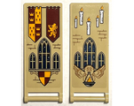 Tan Flag 7 x 3 with Bar Handle with Gryffindor Banners, Shield, Windows, Bricks and 5 Candles Pattern (Stickers) - Set 76399
