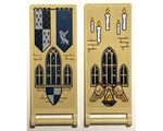 Tan Flag 7 x 3 with Bar Handle with Ravenclaw Banners, Shield, Windows, Bricks and 5 Candles Pattern (Stickers) - Set 76399