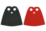 Black Minifigure Cape Cloth, Standard - Starched Fabric - 3.9cm Height with Black and Red Sides