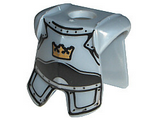 Pearl Light Gray Minifigure, Body Wear Armor Breastplate with Leg Protection, Fantasy Era Crown Pattern
