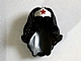 Black Minifig, Hair Female Long Wavy with Silver Tiara and Red Star Pattern (Wonder Woman)