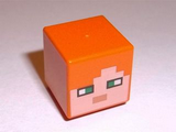 Orange Minifigure, Head, Modified Cube with Minecraft Alex Face Pattern