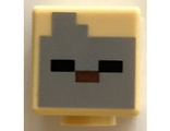 Tan Minifigure, Head, Modified Cube with Pixelated Dark Bluish Gray Face, Black Eyes, and Dark Brown Nose Pattern (Minecraft Husk)