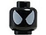 Black Minifig, Head Alien with Large White Eyes Pattern (Comic-Con Spider-Man in Black Symbiote Costume) - Stud Recessed