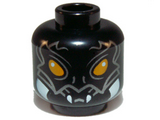 Black Minifigure, Head Alien Chima Scorpion with Orange Eyes, Silver Markings and White Fangs Pattern - Hollow Stud